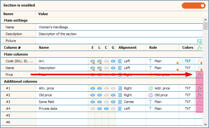Opening the Formatting and Formula Settings Window