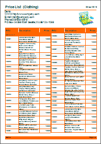 Red price list template Red price list template