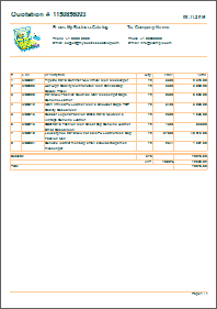 Business quotation format - table example