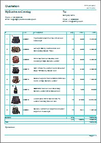 Business quotation format - light blue style