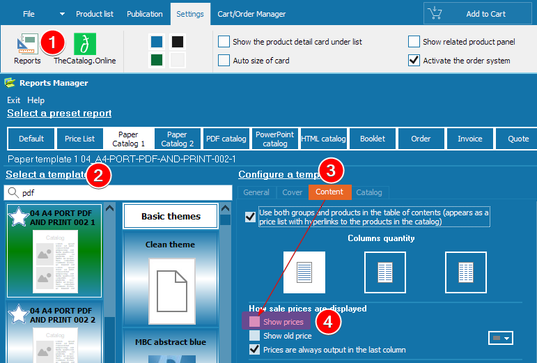 Hide prices in the price-list-table of contents