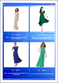 Dresses catalog template  - 4 items per sheet Blue theme