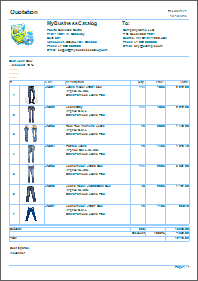 template with images and options quotation for prices with images and options