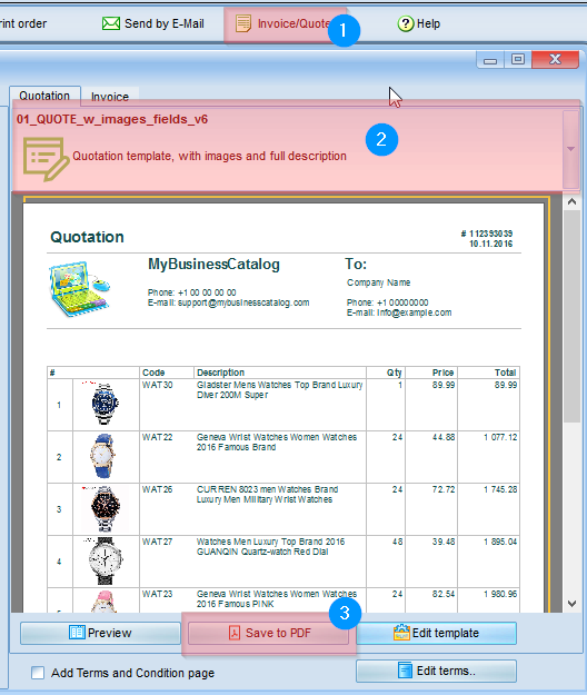 Make a quotation - main form Make a quotation - main form