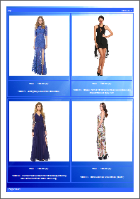 Template example - Blue theme, 4 item pre sheet PDF catalog template - Blue theme, 4 item pre sheet