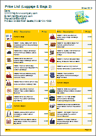 Price list with pictures, orange style Price list with pictures, orange style