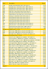 Product pricelist - yellow theme Product pricelist - yellow theme