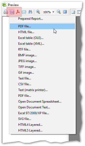 An illustration showing price lists being exported to PDF and Excel formats.