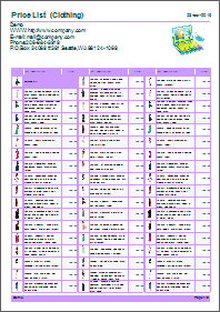 Colored price list template - violet