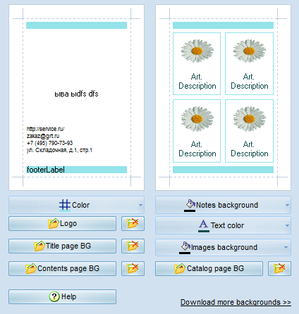 Template settings, top block