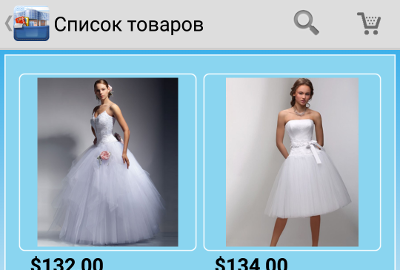 Android, каталог платья