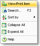 Context menu of programm rog making catalogue 