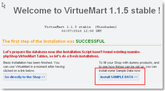 VirtueMart install