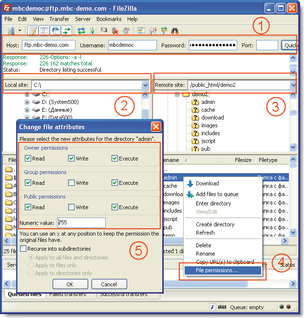 FileZilla main form