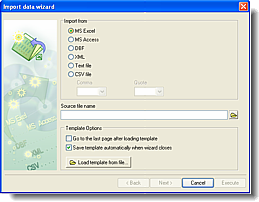 Import data wizard