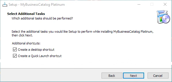 Selecting shortcut creation options.