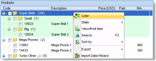 Set color for products items