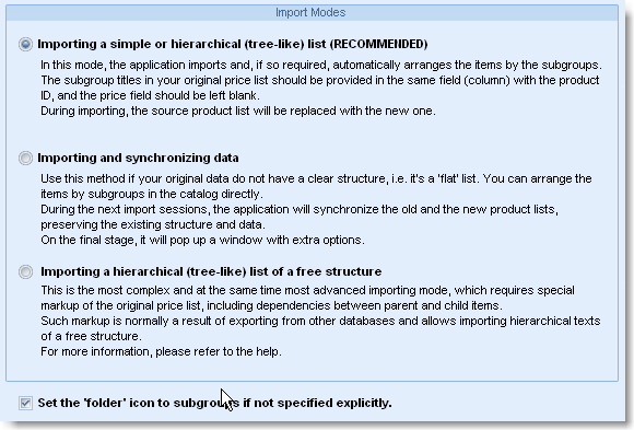 Import Data Wizard first step