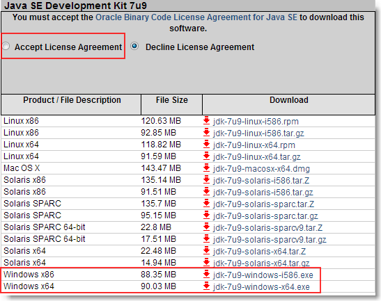 Select JDk for you windows