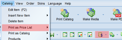 Show/pring a price list