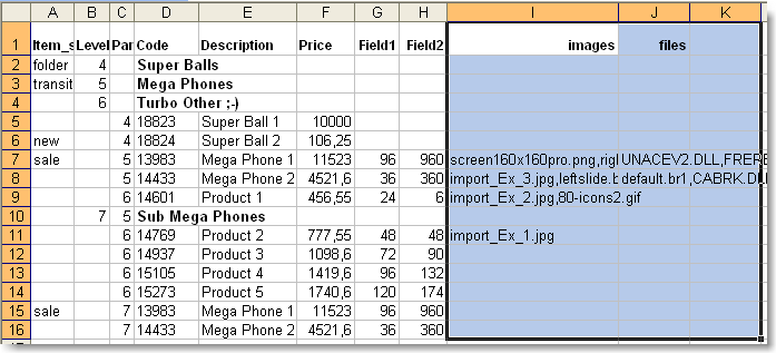 The files field