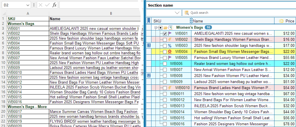 An illustration showing a chaotic spreadsheet on one side and a structured software interface on the other.