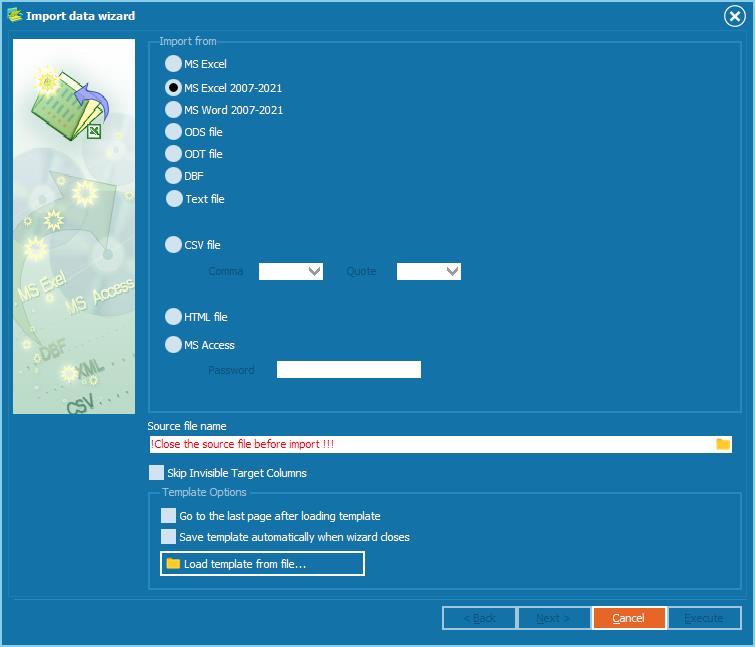 Data Import Wizard in action