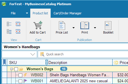 A standalone catalog application running on a Windows desktop
