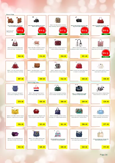 A high-density price list with small photos generated from the dataset.