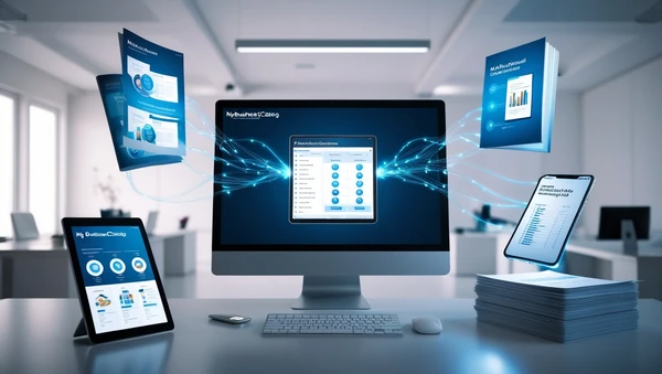 A marketing professional's dashboard showing a streamlined workflow for creating multiple assets.