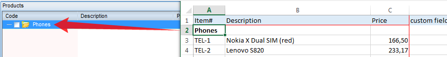 Dragging group to MyBusinessCatalog