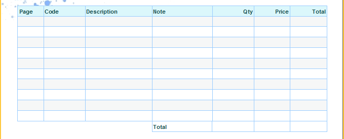 Example of order page in the PDF catalog template