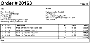 Order, Printable form