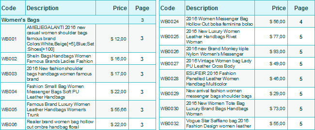 Price list template two columns