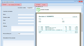 Fill the fields in the quote/invoice