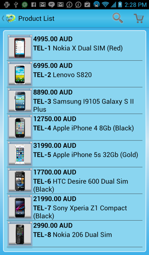 Android catalog - blue style