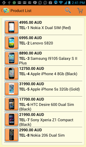 Android catalog -  orange style