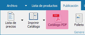 Main panel: button to create PDF catalog