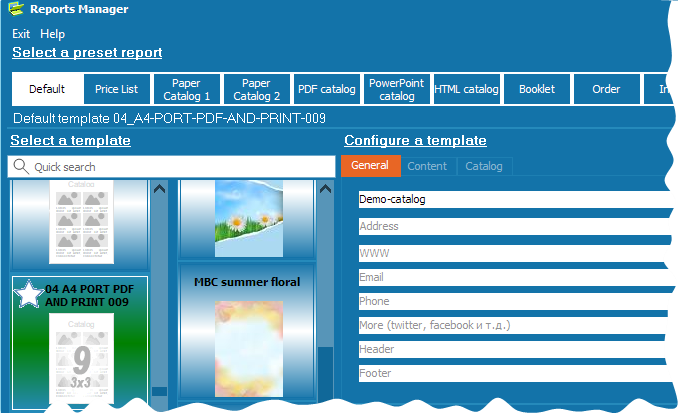 Example of windows with templates setting