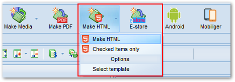 Create HTML catalog button