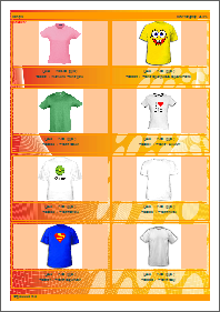 Orange catalog of T-shirts