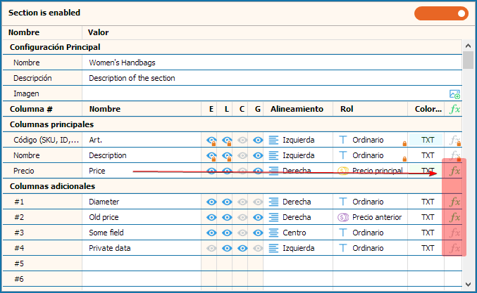 Opening the Formatting and Formula Settings Window