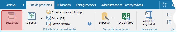 Configuración de secciones y campos
