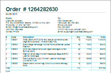 Example of basic order template