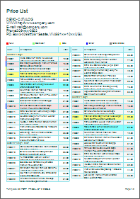 Example classic price list with 2 columns