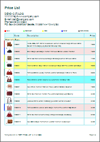 Example classic price list with small images