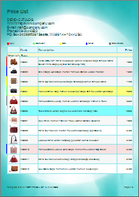 Example of simple price list, w images