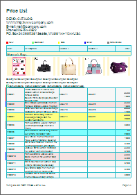 Example an universal price list