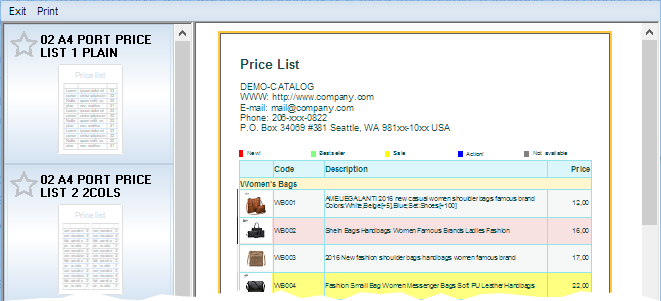 Create a classic price sheet using template