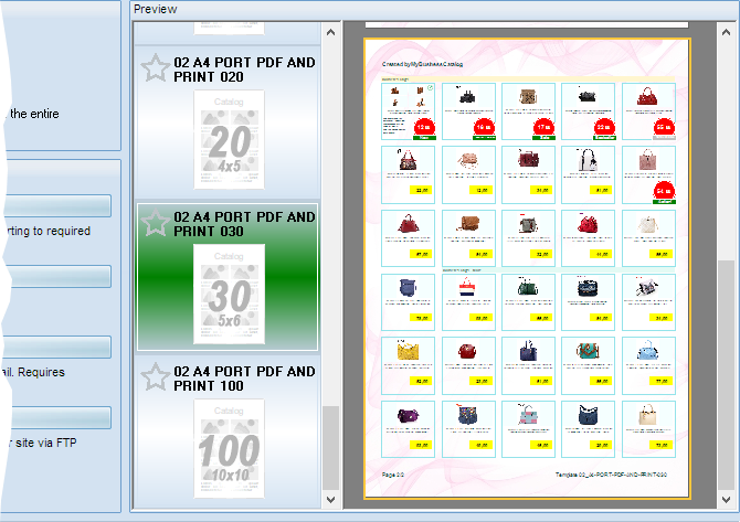 Select a catalog template / 30 item per page